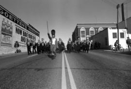 Marching band at the homecoming parade, St. Cloud State University