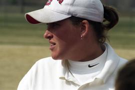 Softball coach Paul U'Ren during a softball game, St. Cloud State University