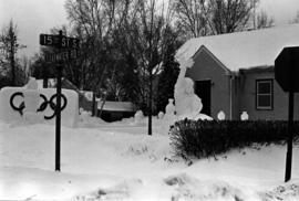 Snow sculptures created by artist Larry Saatzer