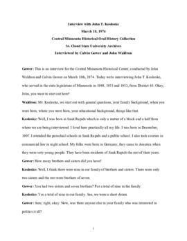 Legislators and politics oral history transcript - John Kosloske