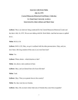 Church oral history transcript - Erick Melin