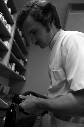 Gary Konsor in a pharmacy, St. Cloud State University