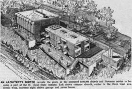 Newman Center, architect's drawing, exterior