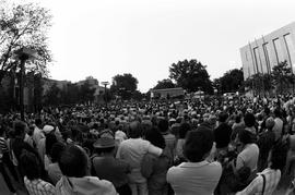 People watch a performer on stage, Lemonade Concert and Art Fair, St. Cloud State University