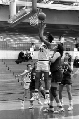 Toni Jameson goes up for a layup against the University of North Dakota, St. Cloud State University, St. Cloud State University