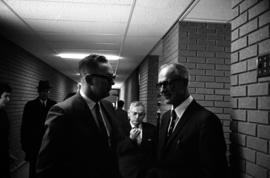 Former St. Cloud State president George Budd attends the dedication ceremonies for the Performing Arts Center (1968)