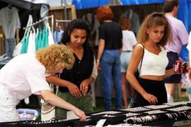 Women examine merchandise, Lemonade Concert and Art Fair, St. Cloud State University