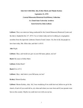 Church oral history transcript - Ellen Aho