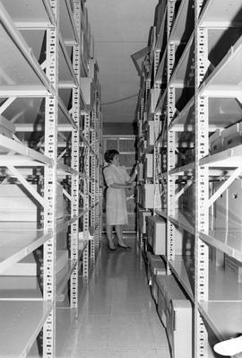 Marie Elsen looks for records at University Archives, St. Cloud State University