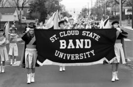 Marching band at the homecoming parade, St. Cloud State University