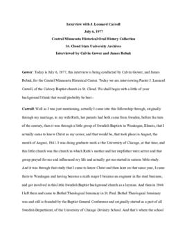 Church oral history transcript - J. Leonard Carroll