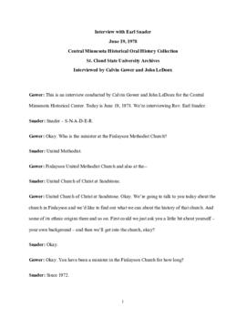 Church oral history transcript - Earl Snader