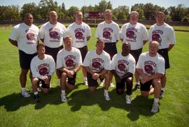 St. Cloud State University football head coach Randy Hedberg and assistant coaches