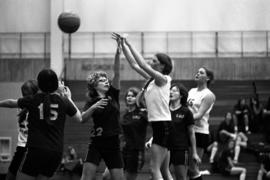 St. Cloud State University women play a basketball game against the University of Minnesota-Duluth