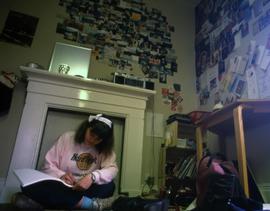 Woman studies in her room, Alnwick Castle, St. Cloud State University