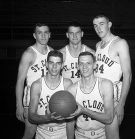 Basketball players Mike Forrest, Jim Healy, Dave Linehan, Brad Johnson, and Jack Harrison, St. Cloud State University