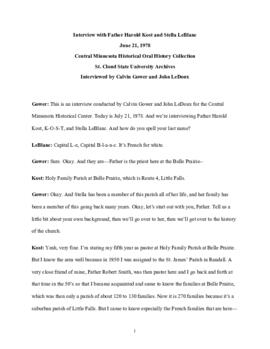 Church oral history transcript - Harold Kost