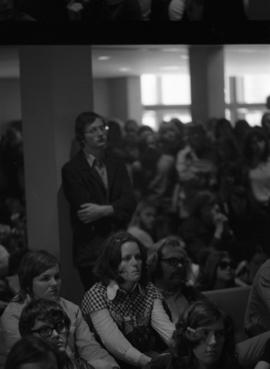 Students listen to speeches, Day of Peace protest, St. Cloud State University