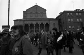 Vietnam War protest with Rick Nolan in downtown St. Cloud near the cathedral