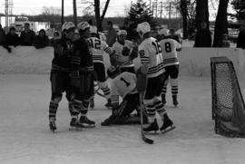 St. Cloud State University plays against Mankato State College in men's hockey