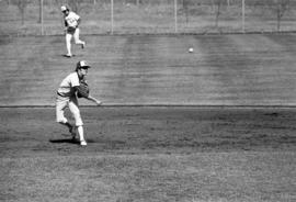 Bob Hegman throws a baseball during a St. Cloud State University baseball game against Augsburg College