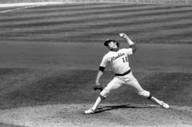 Greg Berling pitches a baseball during a game, St. Cloud State University