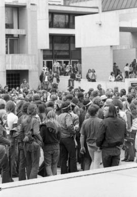 Protestors gather, Day of Peace protest, St. Cloud State University