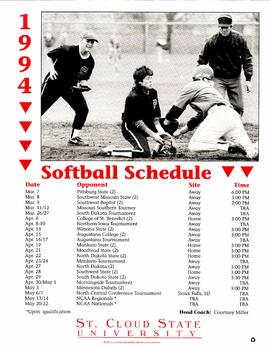 Softball season schedule poster, St. Cloud State University