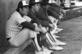 Bob Hegman and his teammates during a St. Cloud State University baseball game against Augsburg College