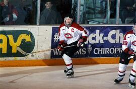 Geno Parrish during a men's hockey game, St. Cloud State University