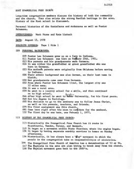 Church oral history summary - Josephine Anderson