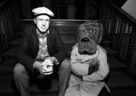 Robert Prout with McGruff the Crime Dog mascot, St. Cloud State University