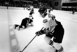 Hockey player Bret Hedican during a game, St. Cloud State University