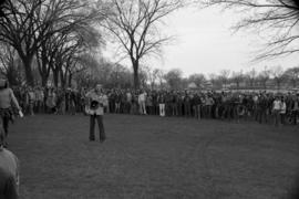 Protestors gather, Day of Peace protest, St. Cloud State University