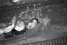 Marissa Tieszen swims during a meet, St. Cloud State University