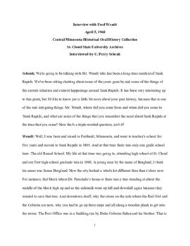 General oral history transcript - Fred Wendt
