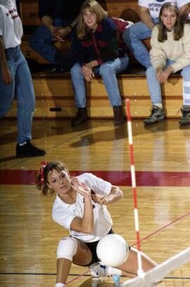 Swen Minnema during a volleyball match against Augustana College, St. Cloud State University