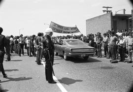 Protestors march, Day of Peace protest, St. Cloud State University