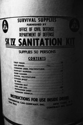Sanitation kit in the Mitchell Hall (1958) fallout shelter, St. Cloud State University