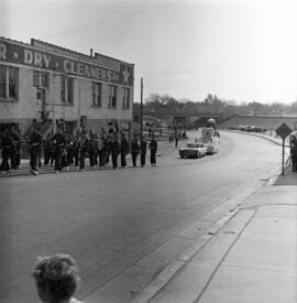 Homecoming parade with marching band, St. Cloud State University
