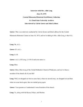 Church oral history transcript - Elsie Long