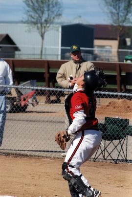 St. Cloud State University softball player Jamie Trachsel gets ready to catch a softball