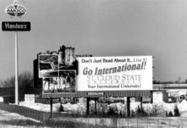 Billboard sign advertising St. Cloud State's study abroad programs