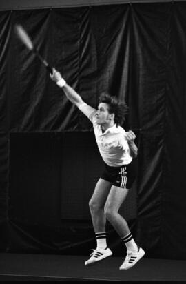 St. Cloud State tennis player Todd Holes practices