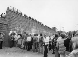 People file into Selke Field (1937), St. Cloud State University