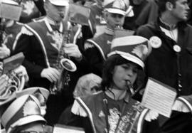 Marching band performs at the homecoming football game, St. Cloud State University