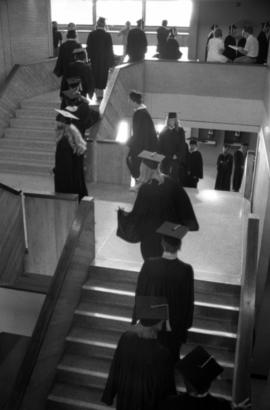 Graduates walk the steps during commencement at Atwood Memorial Center (1966), St. Cloud State University