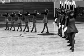 The danceline performs at halftime of a men's basketball game at Halenbeck Hall (1965), St. Cloud State University