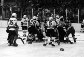 St. Cloud State and University of Wisconsin-River Falls hockey players fight, St. Cloud State University