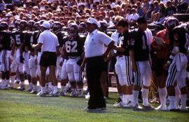 Noel Martin coaches during a football game, St. Cloud State University